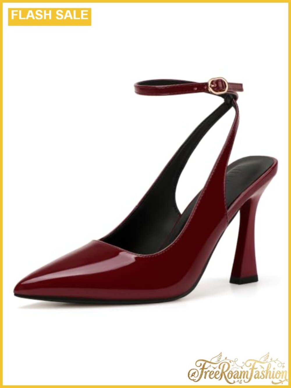 Slingback Kitten Heels Pointed Toe Pumps Ankle Strap Dress Shoes